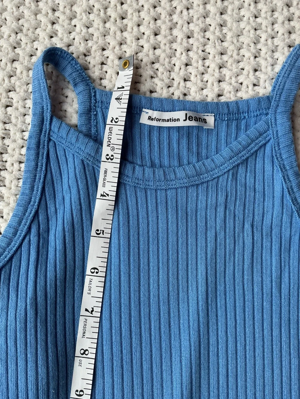 REFORMATION Ribbed Halter Maxi Dress - XS - Dreamy Blue - Picture 10 of 12